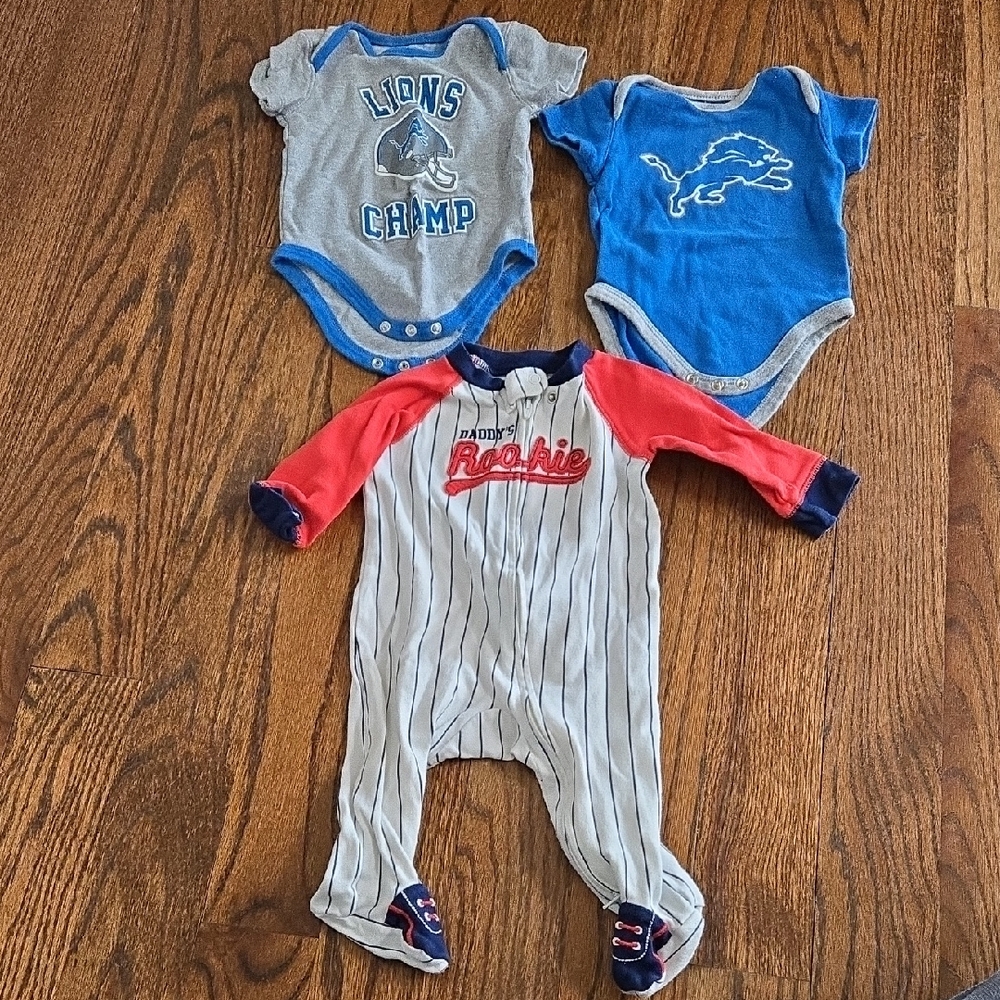 Baby Bodysuit Set - Blue, Gray, Red